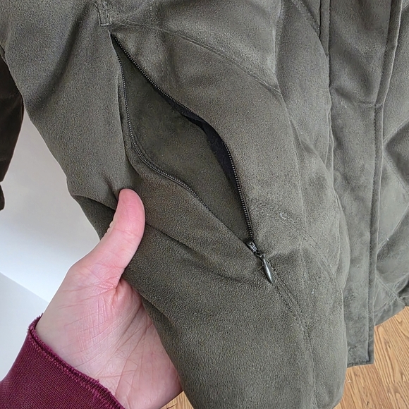 L.L Bean Quilted Down Coat Size Small Petite Green - Picture 10 of 10